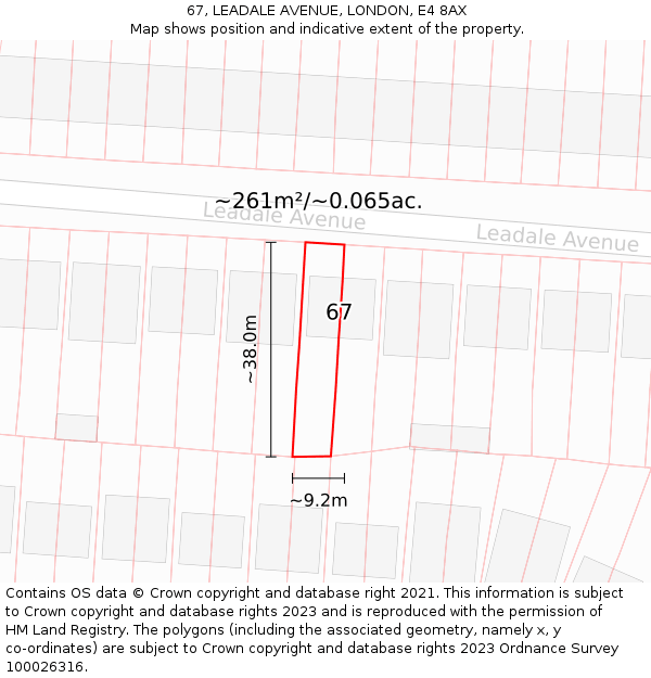 67, LEADALE AVENUE, LONDON, E4 8AX: Plot and title map