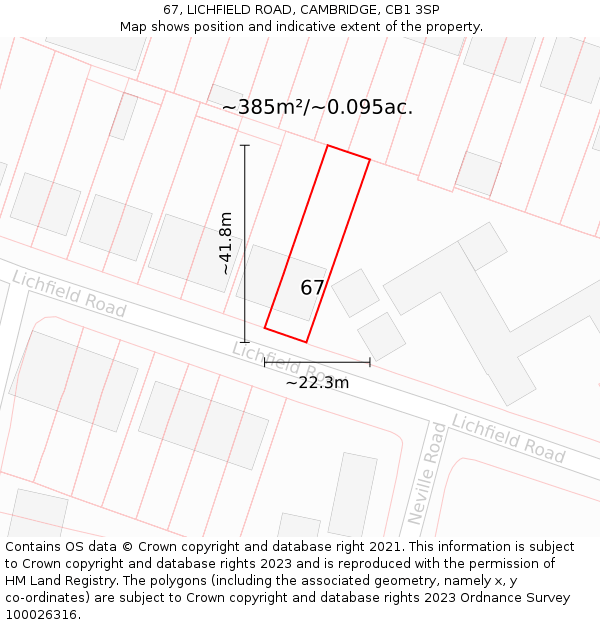 67, LICHFIELD ROAD, CAMBRIDGE, CB1 3SP: Plot and title map