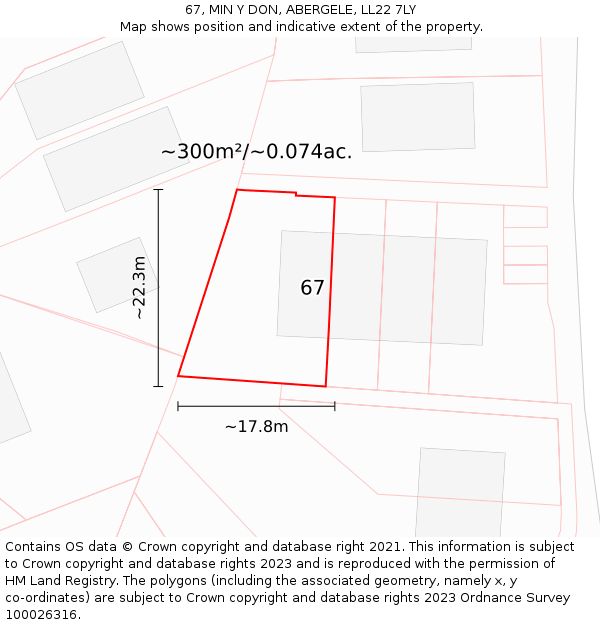 67, MIN Y DON, ABERGELE, LL22 7LY: Plot and title map