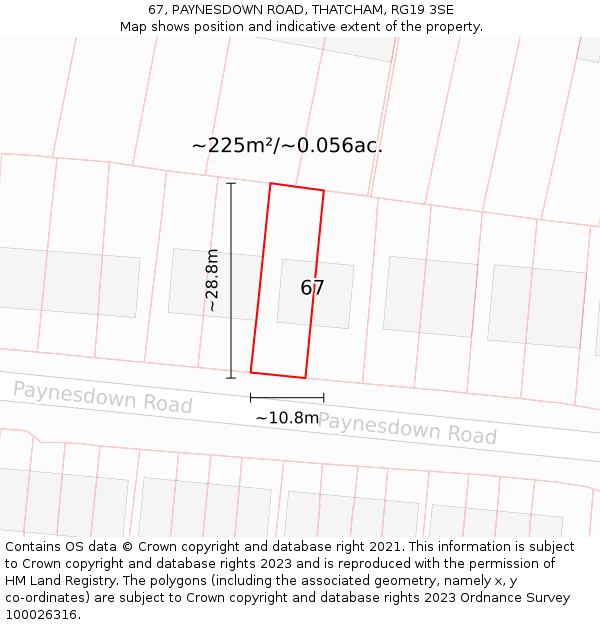 67, PAYNESDOWN ROAD, THATCHAM, RG19 3SE: Plot and title map