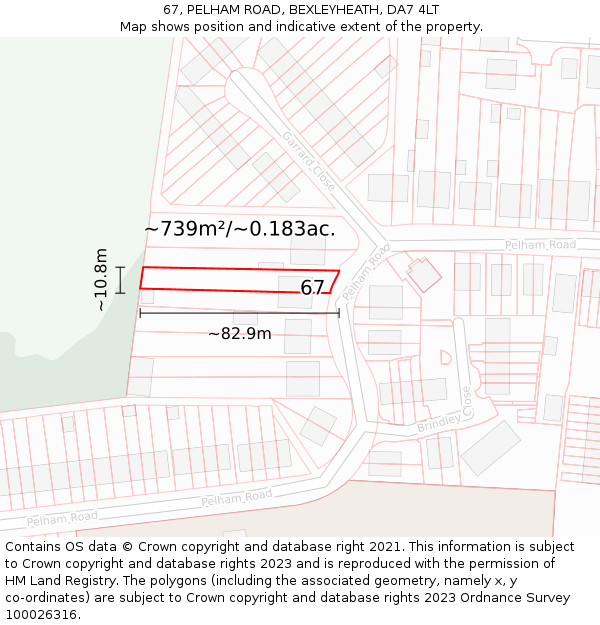 67, PELHAM ROAD, BEXLEYHEATH, DA7 4LT: Plot and title map