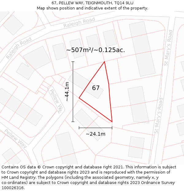 67, PELLEW WAY, TEIGNMOUTH, TQ14 9LU: Plot and title map