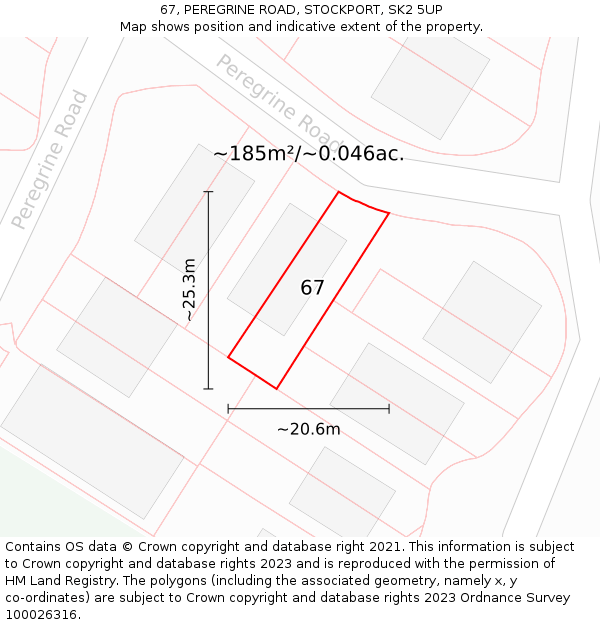 67, PEREGRINE ROAD, STOCKPORT, SK2 5UP: Plot and title map
