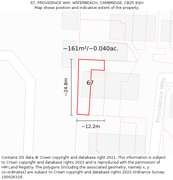 67, PROVIDENCE WAY, WATERBEACH, CAMBRIDGE, CB25 9QH: Plot and title map