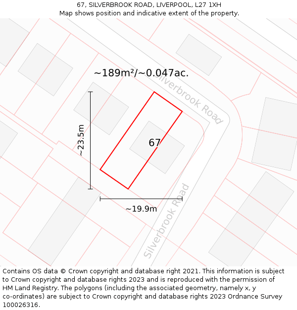 67, SILVERBROOK ROAD, LIVERPOOL, L27 1XH: Plot and title map