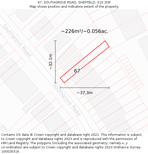 67, SOUTHGROVE ROAD, SHEFFIELD, S10 2NP: Plot and title map