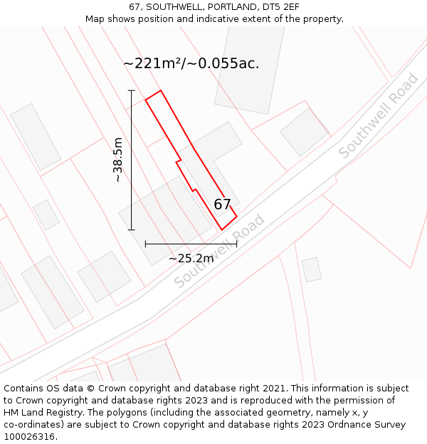 67, SOUTHWELL, PORTLAND, DT5 2EF: Plot and title map