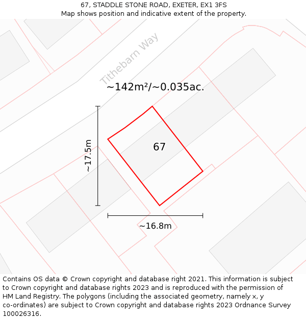 67, STADDLE STONE ROAD, EXETER, EX1 3FS: Plot and title map
