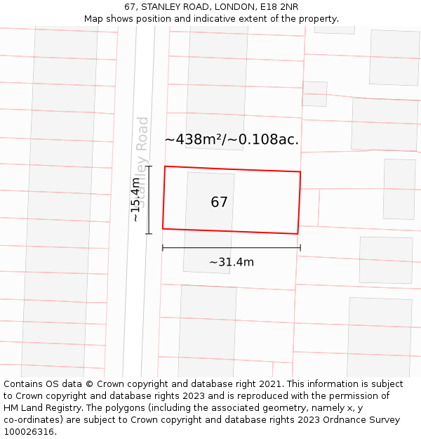 67, STANLEY ROAD, LONDON, E18 2NR: Plot and title map