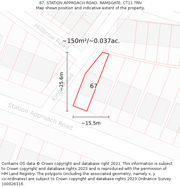 67, STATION APPROACH ROAD, RAMSGATE, CT11 7RN: Plot and title map