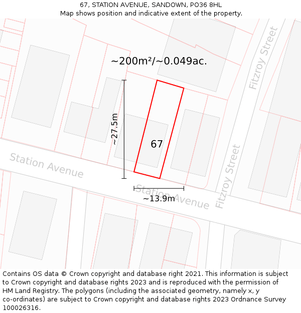 67, STATION AVENUE, SANDOWN, PO36 8HL: Plot and title map