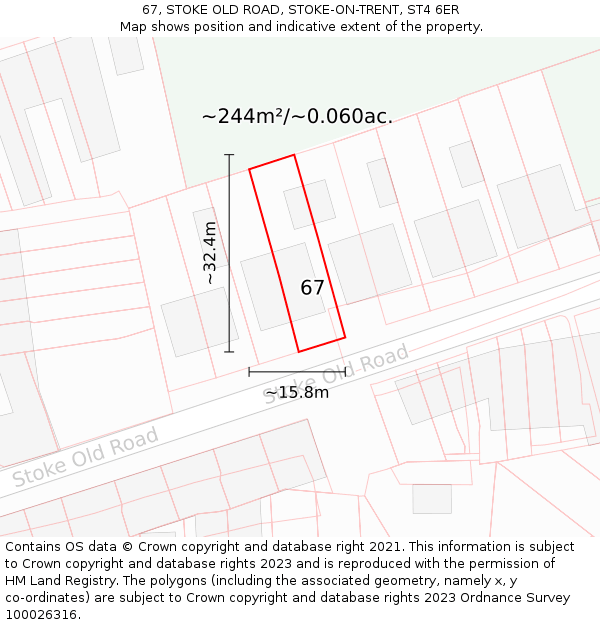 67, STOKE OLD ROAD, STOKE-ON-TRENT, ST4 6ER: Plot and title map