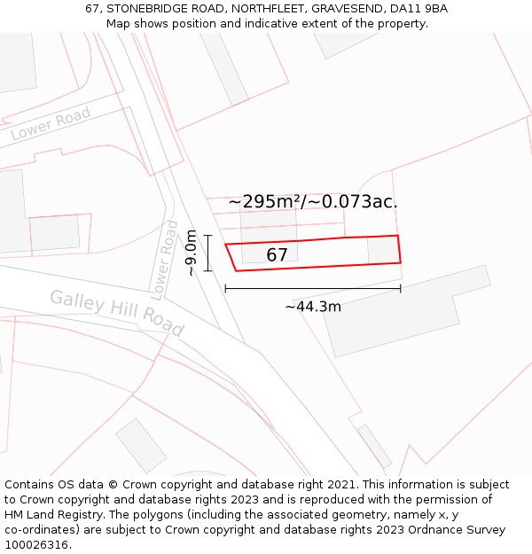 67, STONEBRIDGE ROAD, NORTHFLEET, GRAVESEND, DA11 9BA: Plot and title map