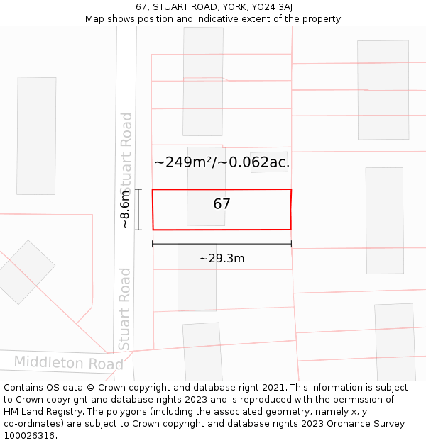 67, STUART ROAD, YORK, YO24 3AJ: Plot and title map