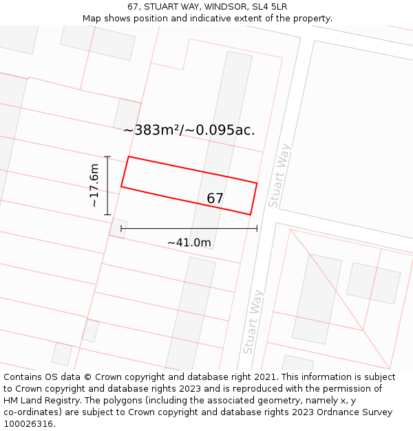 67, STUART WAY, WINDSOR, SL4 5LR: Plot and title map