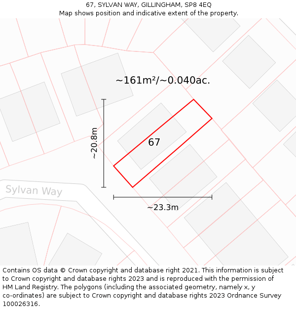 67, SYLVAN WAY, GILLINGHAM, SP8 4EQ: Plot and title map