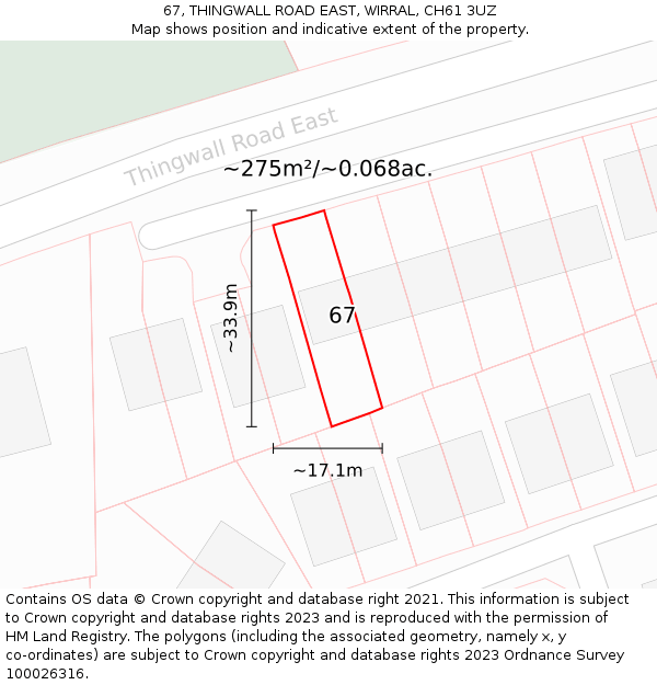 67, THINGWALL ROAD EAST, WIRRAL, CH61 3UZ: Plot and title map