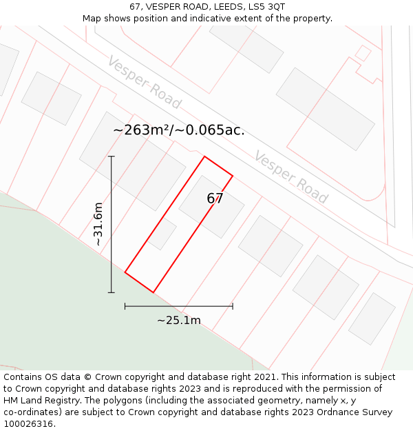 67, VESPER ROAD, LEEDS, LS5 3QT: Plot and title map