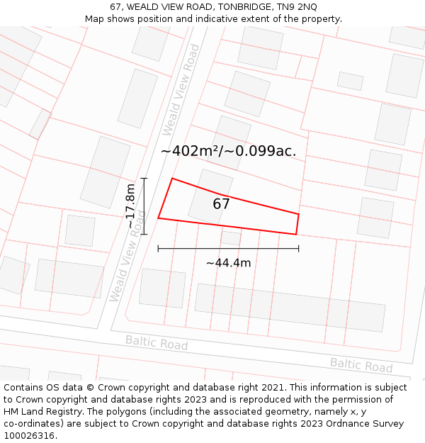 67, WEALD VIEW ROAD, TONBRIDGE, TN9 2NQ: Plot and title map