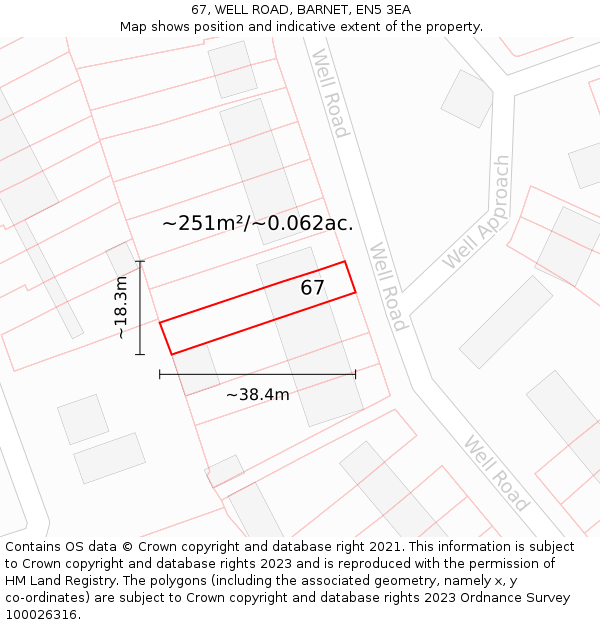 67, WELL ROAD, BARNET, EN5 3EA: Plot and title map