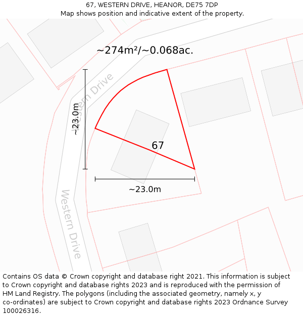 67, WESTERN DRIVE, HEANOR, DE75 7DP: Plot and title map