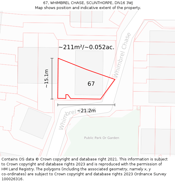 67, WHIMBREL CHASE, SCUNTHORPE, DN16 3WJ: Plot and title map