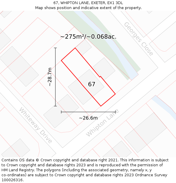 67, WHIPTON LANE, EXETER, EX1 3DL: Plot and title map