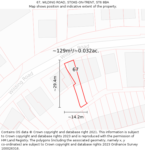 67, WILDING ROAD, STOKE-ON-TRENT, ST6 8BA: Plot and title map