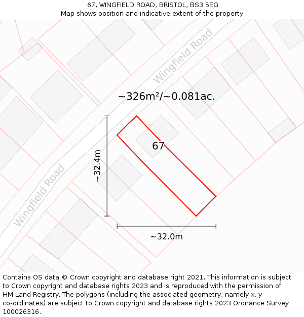 67, WINGFIELD ROAD, BRISTOL, BS3 5EG: Plot and title map