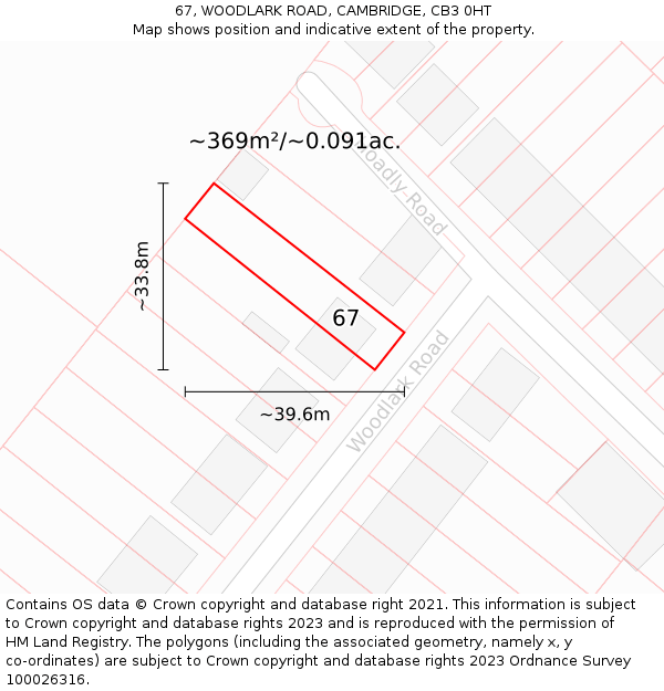 67, WOODLARK ROAD, CAMBRIDGE, CB3 0HT: Plot and title map