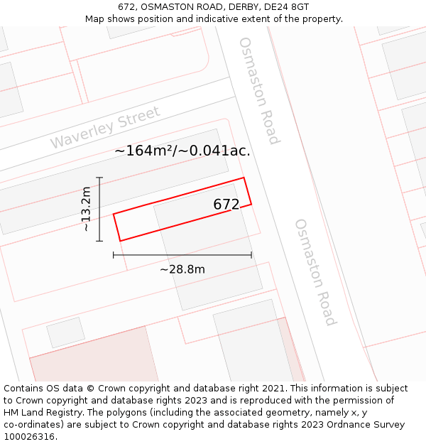 672, OSMASTON ROAD, DERBY, DE24 8GT: Plot and title map