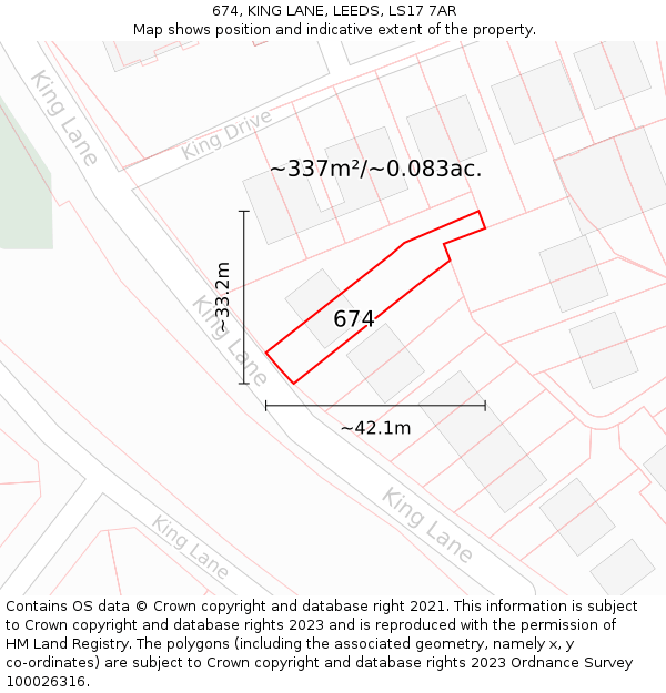 674, KING LANE, LEEDS, LS17 7AR: Plot and title map