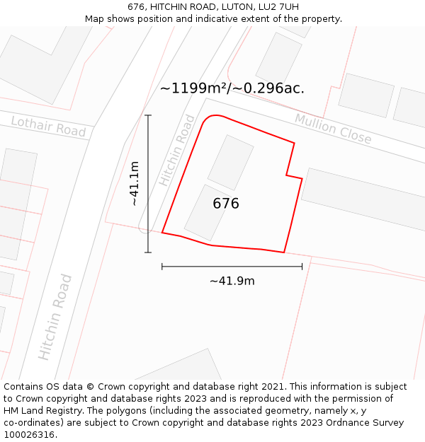 676, HITCHIN ROAD, LUTON, LU2 7UH: Plot and title map