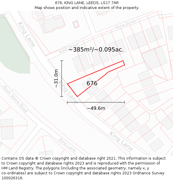 676, KING LANE, LEEDS, LS17 7AR: Plot and title map