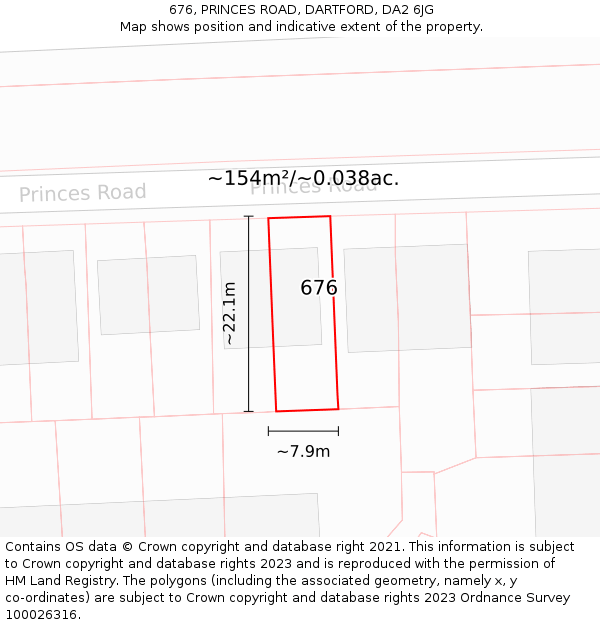 676, PRINCES ROAD, DARTFORD, DA2 6JG: Plot and title map