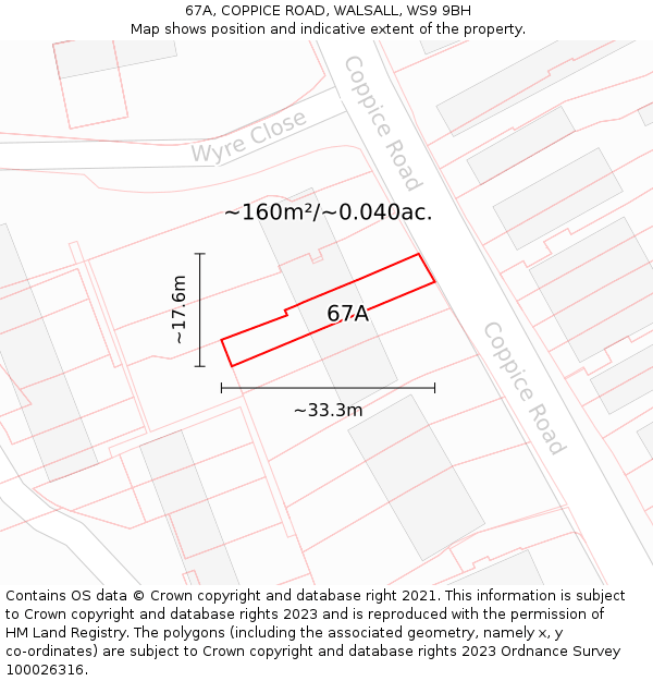67A, COPPICE ROAD, WALSALL, WS9 9BH: Plot and title map
