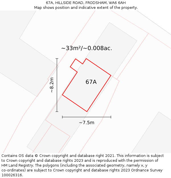 67A, HILLSIDE ROAD, FRODSHAM, WA6 6AH: Plot and title map