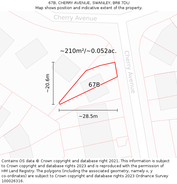 67B, CHERRY AVENUE, SWANLEY, BR8 7DU: Plot and title map
