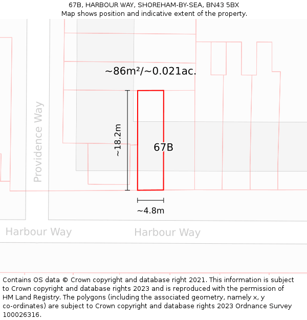67B, HARBOUR WAY, SHOREHAM-BY-SEA, BN43 5BX: Plot and title map