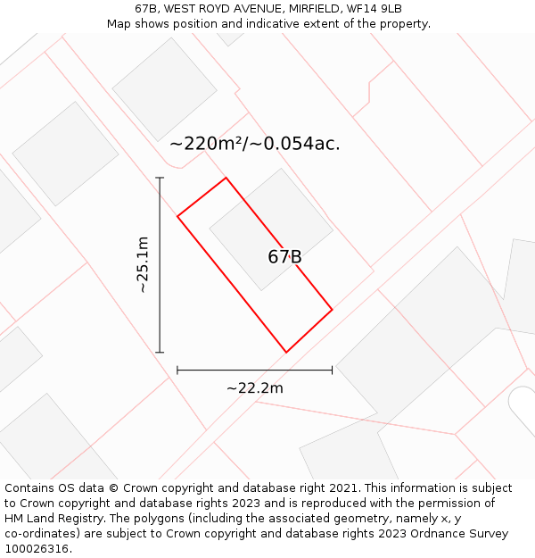 67B, WEST ROYD AVENUE, MIRFIELD, WF14 9LB: Plot and title map