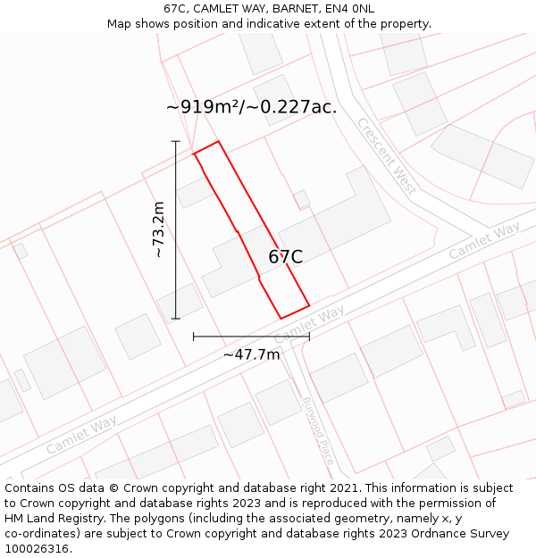 67C, CAMLET WAY, BARNET, EN4 0NL: Plot and title map