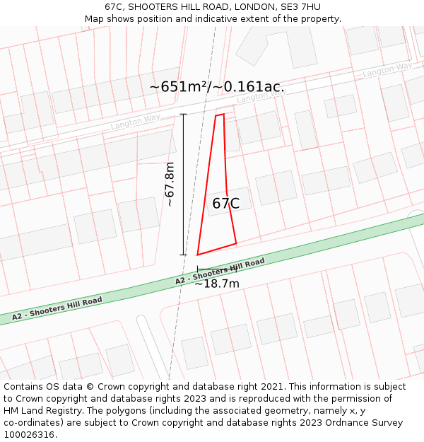 67C, SHOOTERS HILL ROAD, LONDON, SE3 7HU: Plot and title map