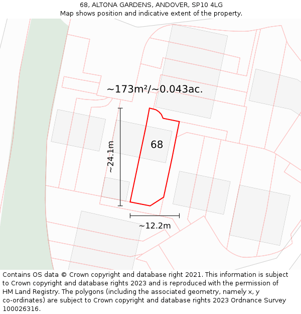 68, ALTONA GARDENS, ANDOVER, SP10 4LG: Plot and title map