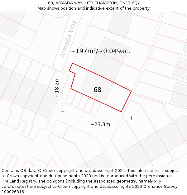 68, ARMADA WAY, LITTLEHAMPTON, BN17 6QY: Plot and title map
