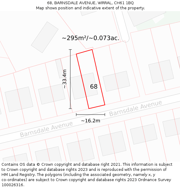 68, BARNSDALE AVENUE, WIRRAL, CH61 1BQ: Plot and title map