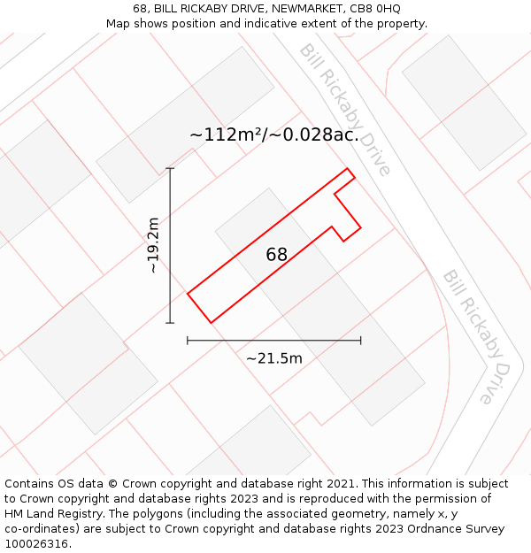 68, BILL RICKABY DRIVE, NEWMARKET, CB8 0HQ: Plot and title map