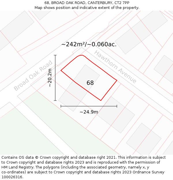 68, BROAD OAK ROAD, CANTERBURY, CT2 7PP: Plot and title map