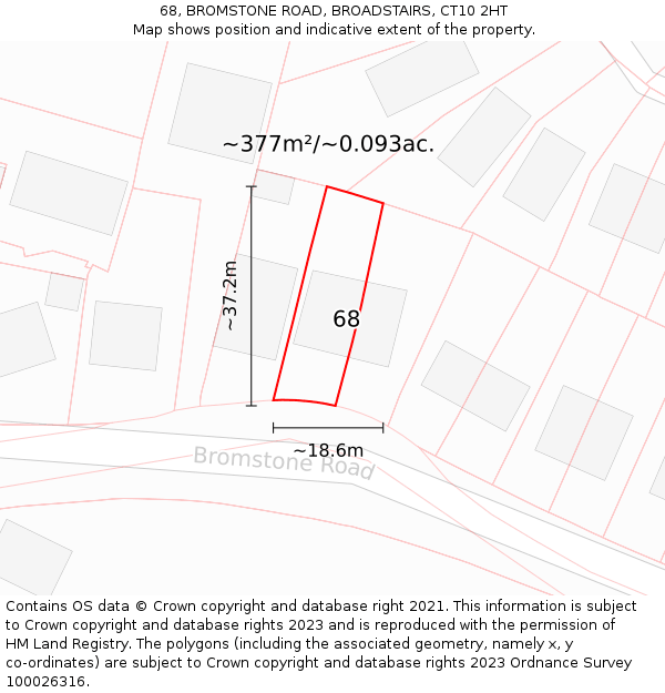 68, BROMSTONE ROAD, BROADSTAIRS, CT10 2HT: Plot and title map