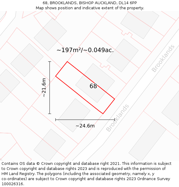 68, BROOKLANDS, BISHOP AUCKLAND, DL14 6PP: Plot and title map