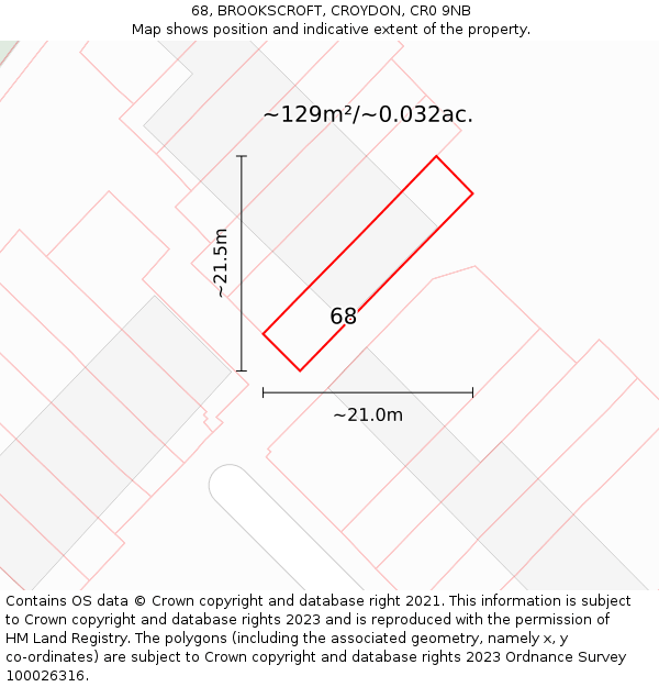 68, BROOKSCROFT, CROYDON, CR0 9NB: Plot and title map